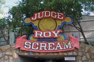 Judge Roy Scream entrance sign