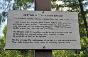 Six Flags over Texas nature sign