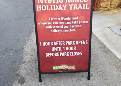 Sign with more details about the Mystic Acres Holiday Trail