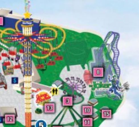 Park map showing Harley Quinn Spinsanity removed