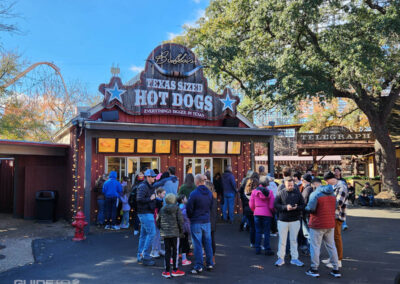 Line line for Bubba's Texas Sized Hot Dogs