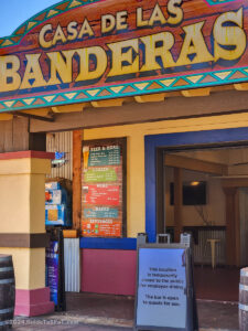 Sign explaining that Casa de las Banderas is only open for employee dining