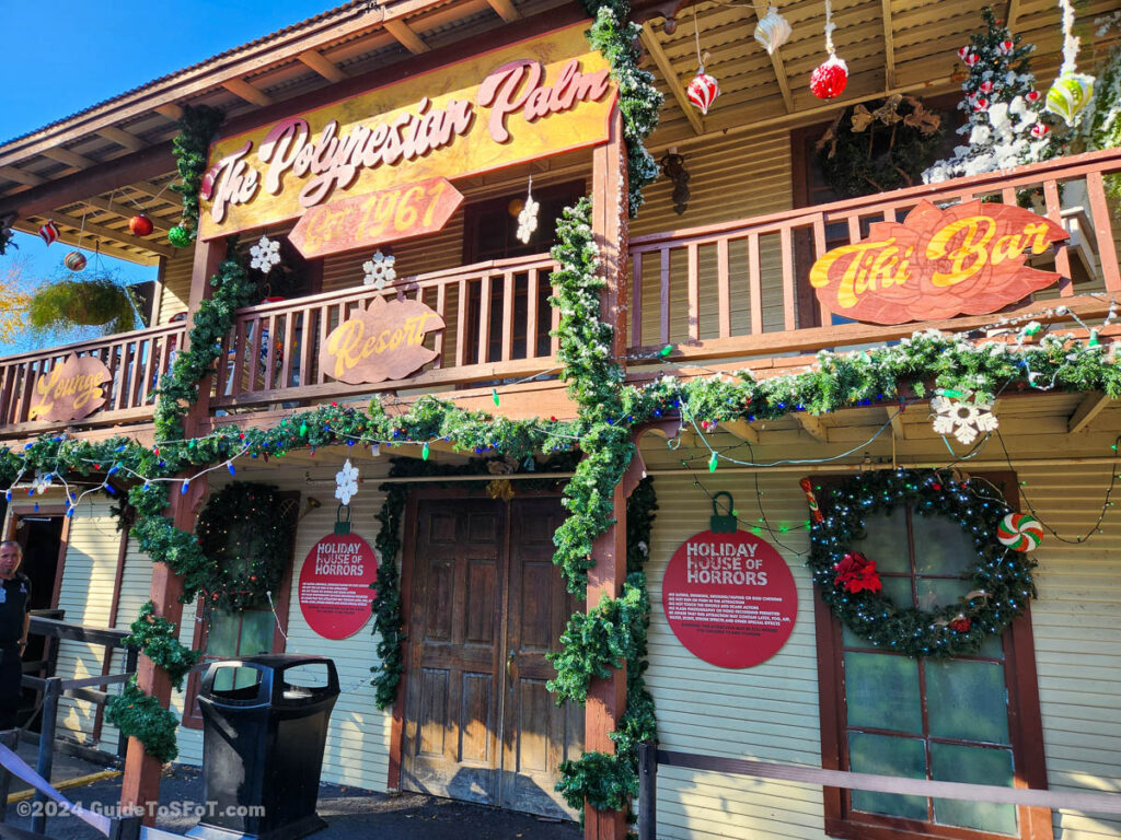 Entrance of the Krampus in Paradise spooky house walk-through attraction