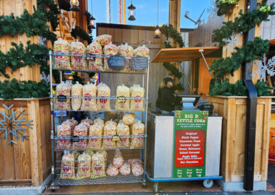 Assortment of kettle corn within the Merry Marketplace