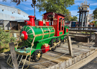 A decorative train near the Boomtown train station