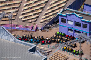 The Music Mill Amphitheater is currently being used as storage for Chaparral cars