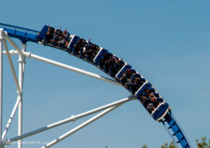 A repainted Titan train exits the turnaround