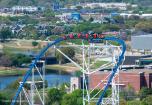 The classic orange train (which may be pending a repaint) courses through the turnaround