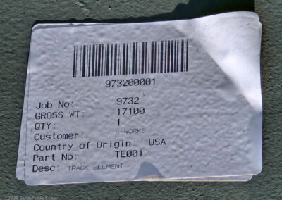 An identification label on the track on display