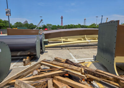 Supports and track for the 2026 ride begin to pile up in the parking lot