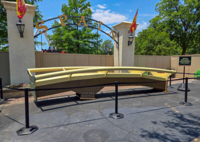 A section of track for the 2026 coaster placed in front of the (closed-off) Spain entrance