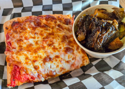 Cheese pizza with Brussel sprouts