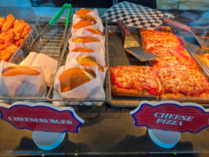 Cheese and pepperoni pizza, double-patty cheeseburgers, and hand-breaded chicken tenders