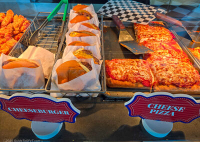 Cheese and pepperoni pizza, double-patty cheeseburgers, and hand-breaded chicken tenders