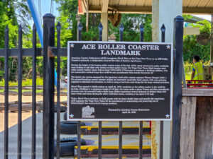 New sign designating Shock Wave as a ACE Roller Coaster Landmark
