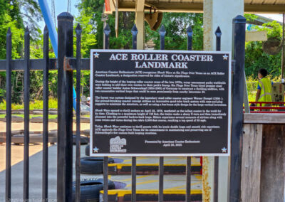 New sign designating Shock Wave as a ACE Roller Coaster Landmark