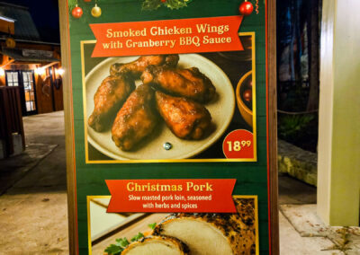 Holiday in the Park menu for JB's BBQ