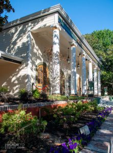 New landscaping and renewed brickwork outside restored Southern Palace Theater