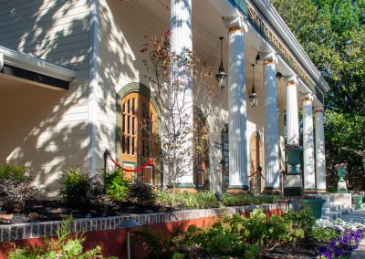 New landscaping and renewed brickwork outside restored Southern Palace Theater