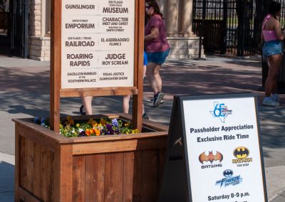 Signs indicating rides/projects still in the works for opening day 2026