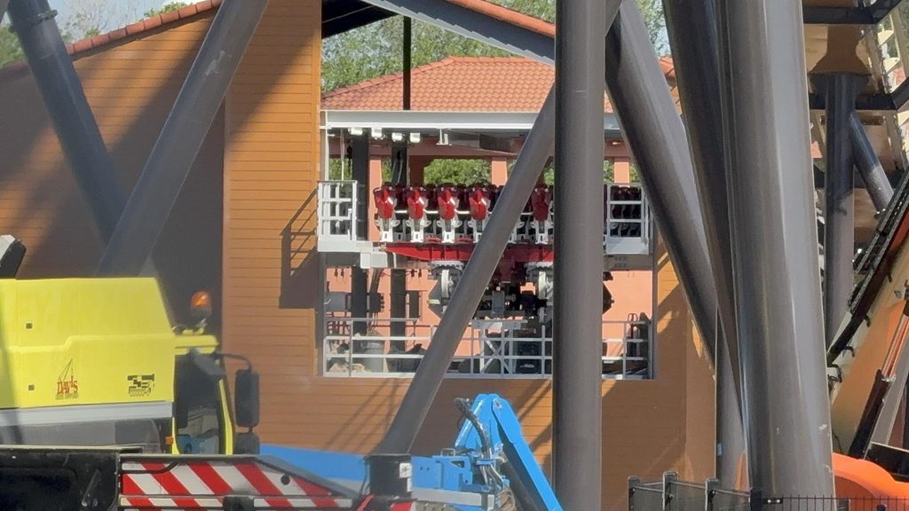 Tormenta train in maintenance shed