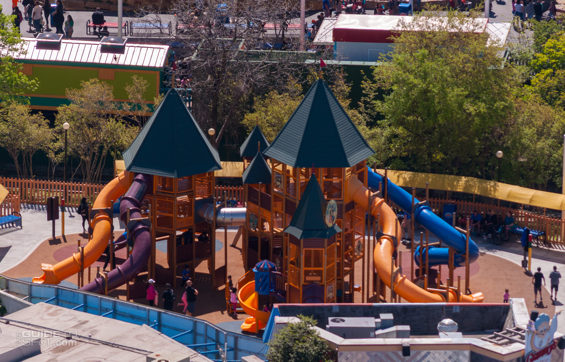 Aerial view of Looney Tunes Adventure Camp at Six Flags Over Texas