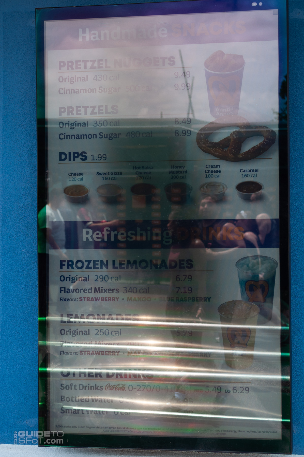 Auntie Anne's menu at Six Flags Over Texas