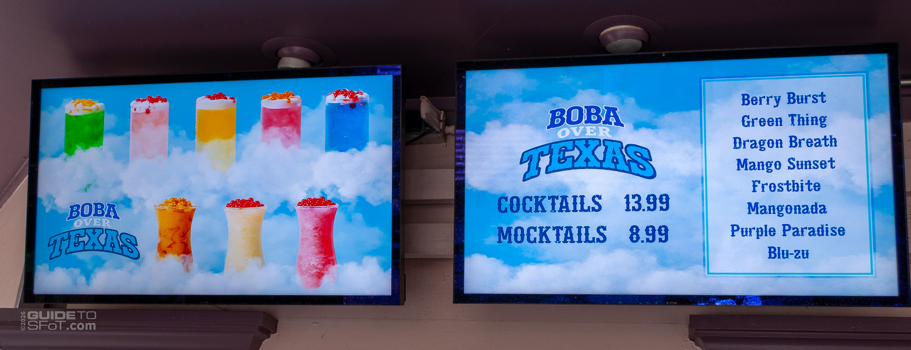 Boba over Texas menu at Six Flags Over Texas