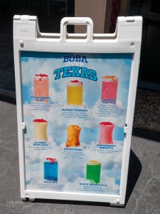 Boba Over Texas Menu Sign