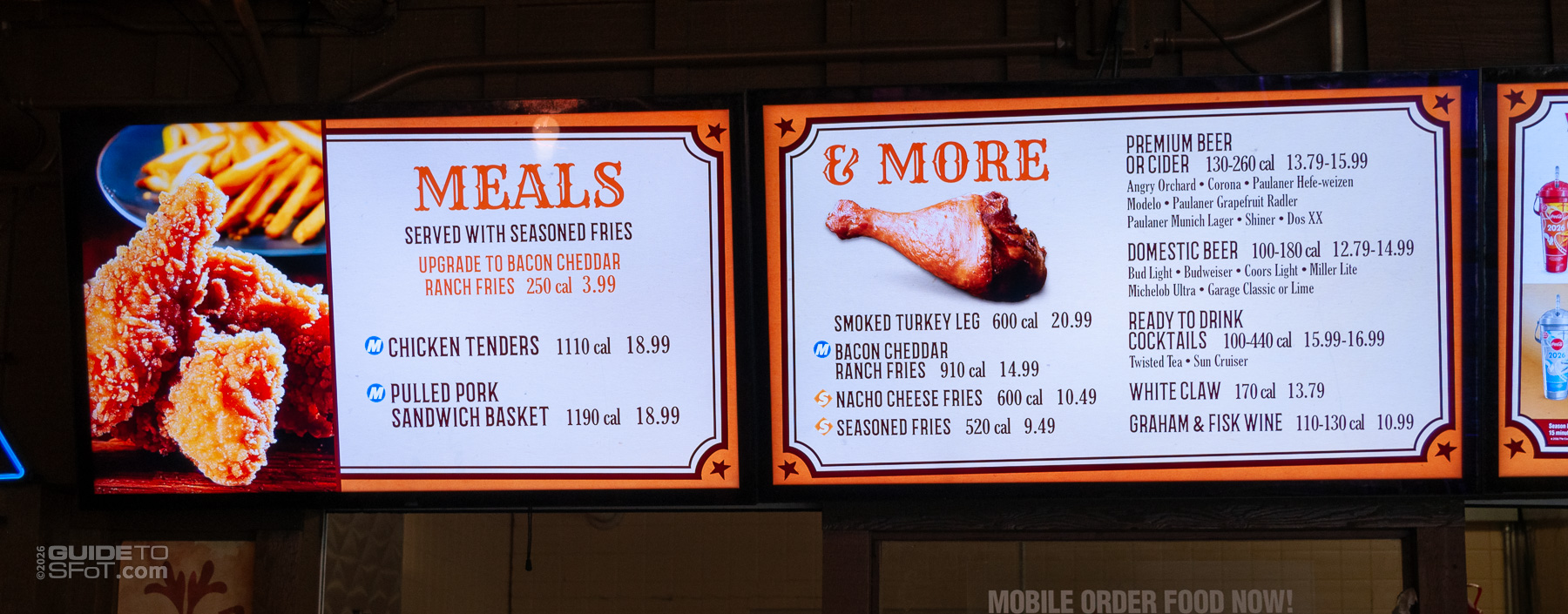 Dry Hole Charlie's menu at Six Flags Over Texas