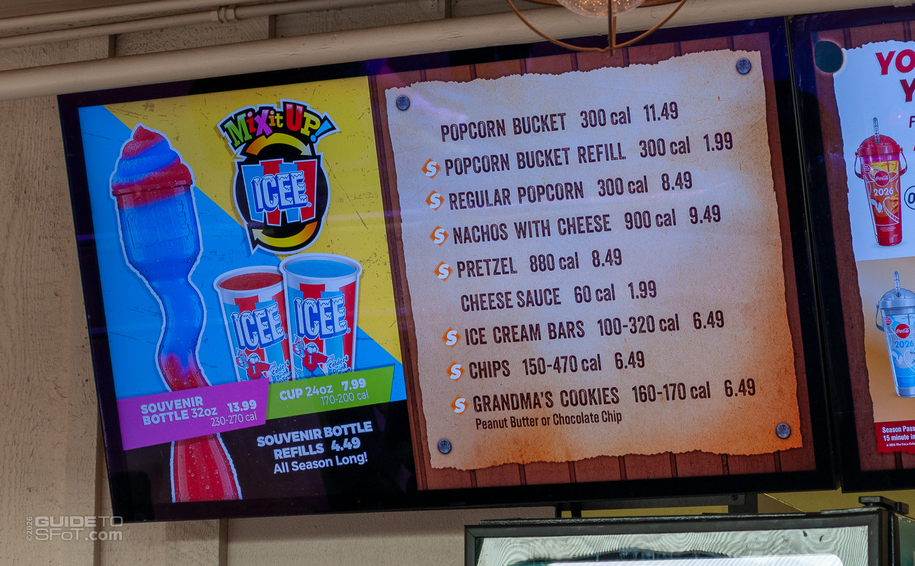 Dusty Dan's menu at Six Flags Over Texas
