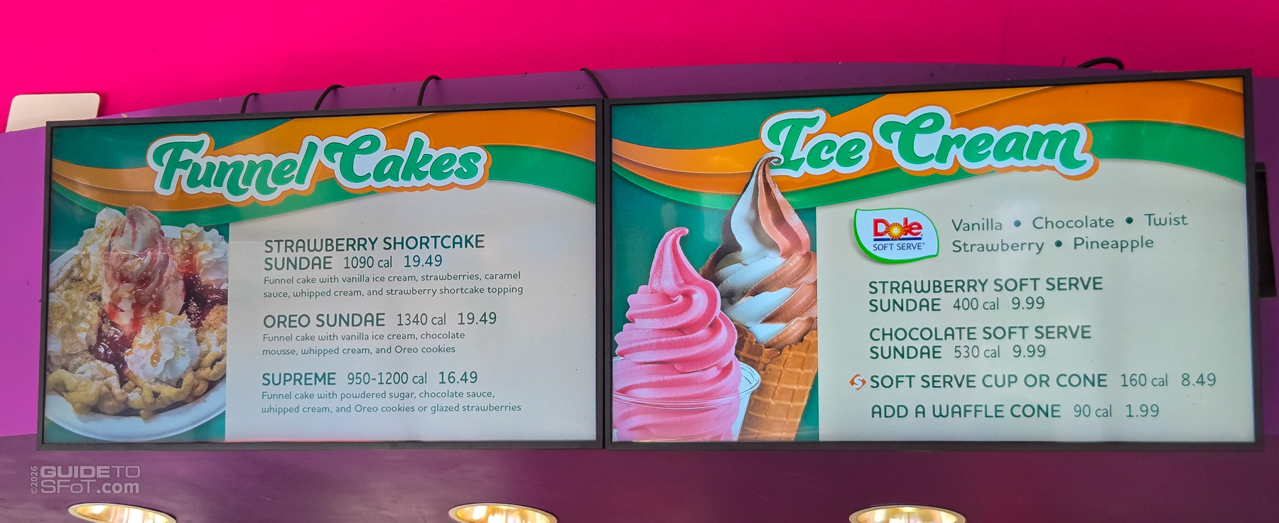 Flags Funnel Cakes menu