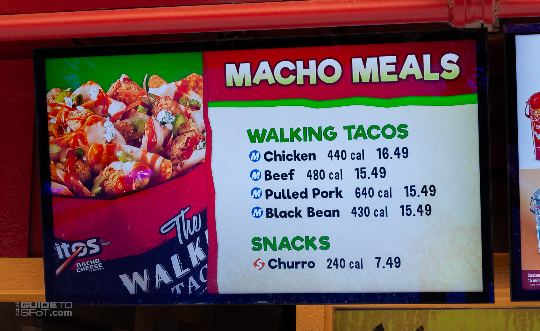 Macho Nacho menu at Six Flags Over Texas