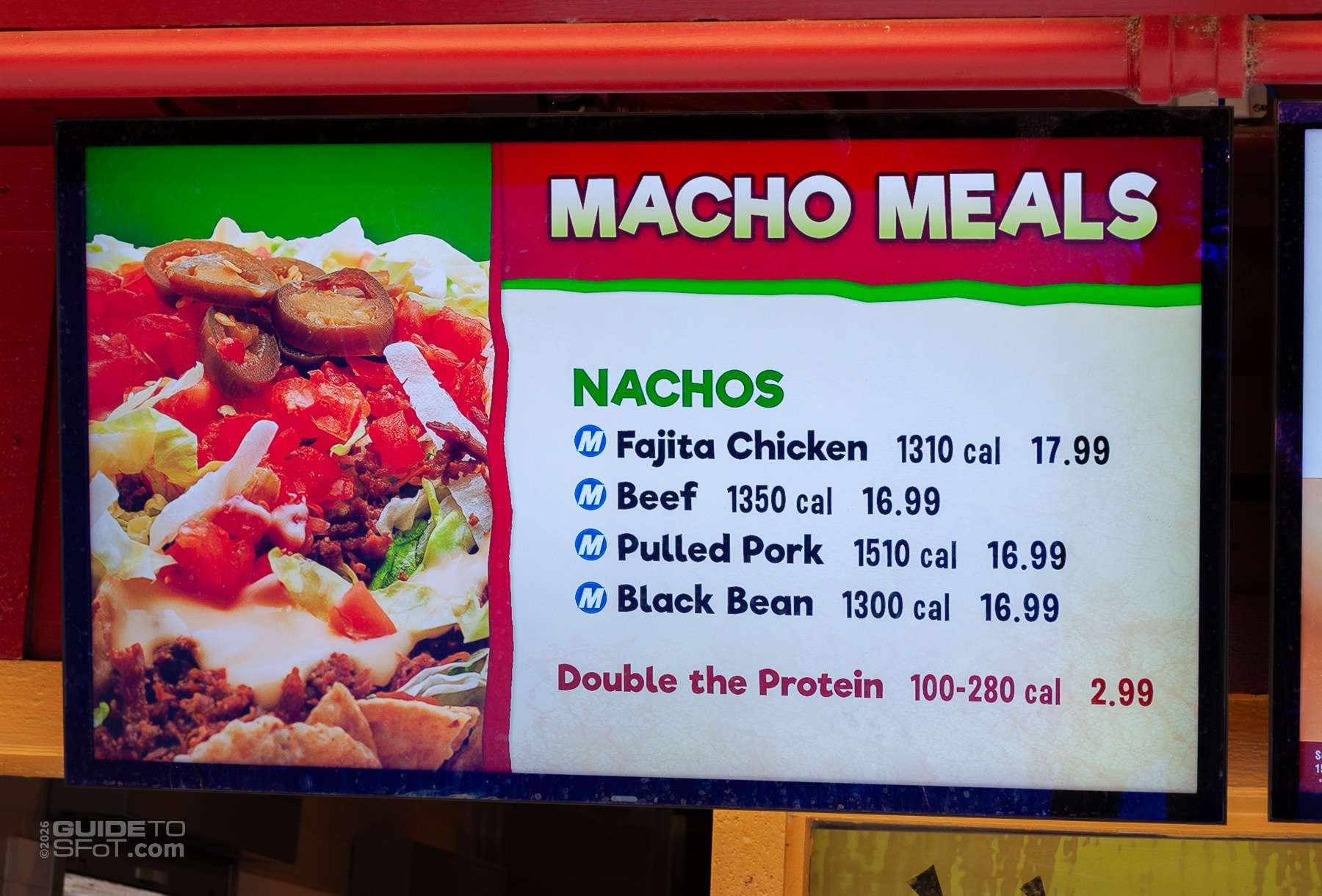 Macho Nacho menu at Six Flags Over Texas