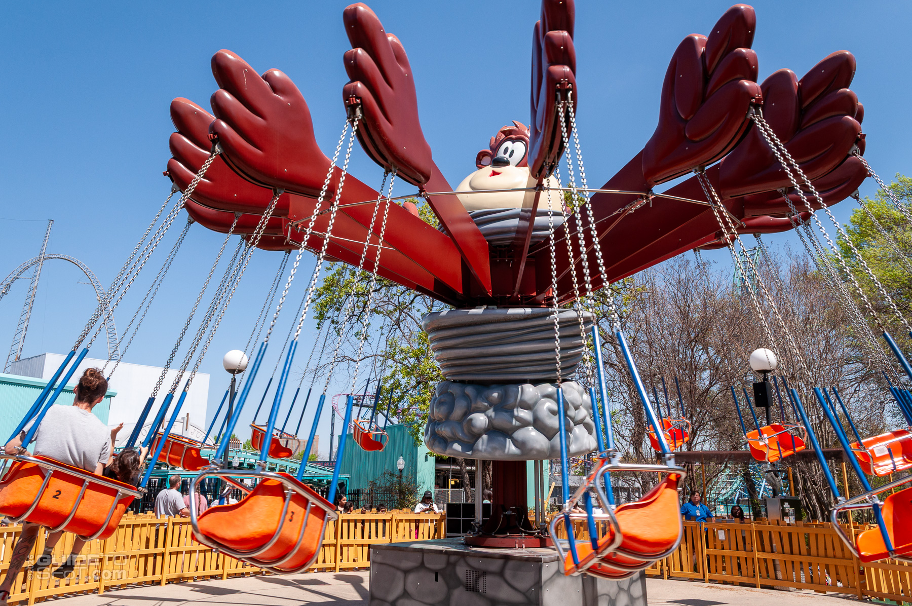Taz Tornado Swings ride at Six Flags Over Texas
