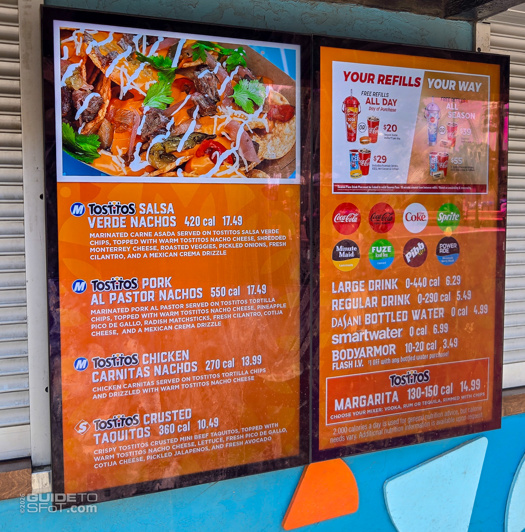 Tostito's Cantina Menu at Six Flags Over Texas