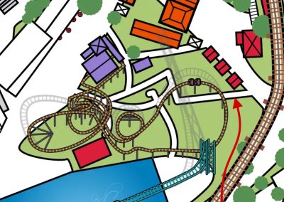 Various park personnel paths under Pandemonium mistaken for guest paths