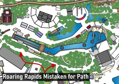 Half of Roaring Rapids is mistaken for guest paths