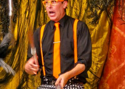 Magician Mike Williams juggling knives