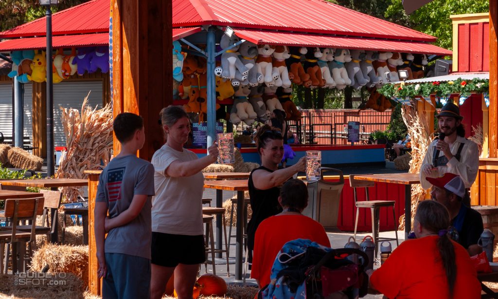 Participants test their stein-holding endurance at Oktoberfest 2026 